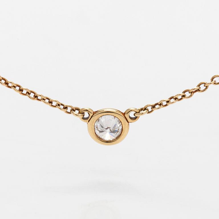 Tiffany & Co, Elsa Peretti, halsband, "Diamonds by the Yard", 18K guld med en briljantslipad diamant.
