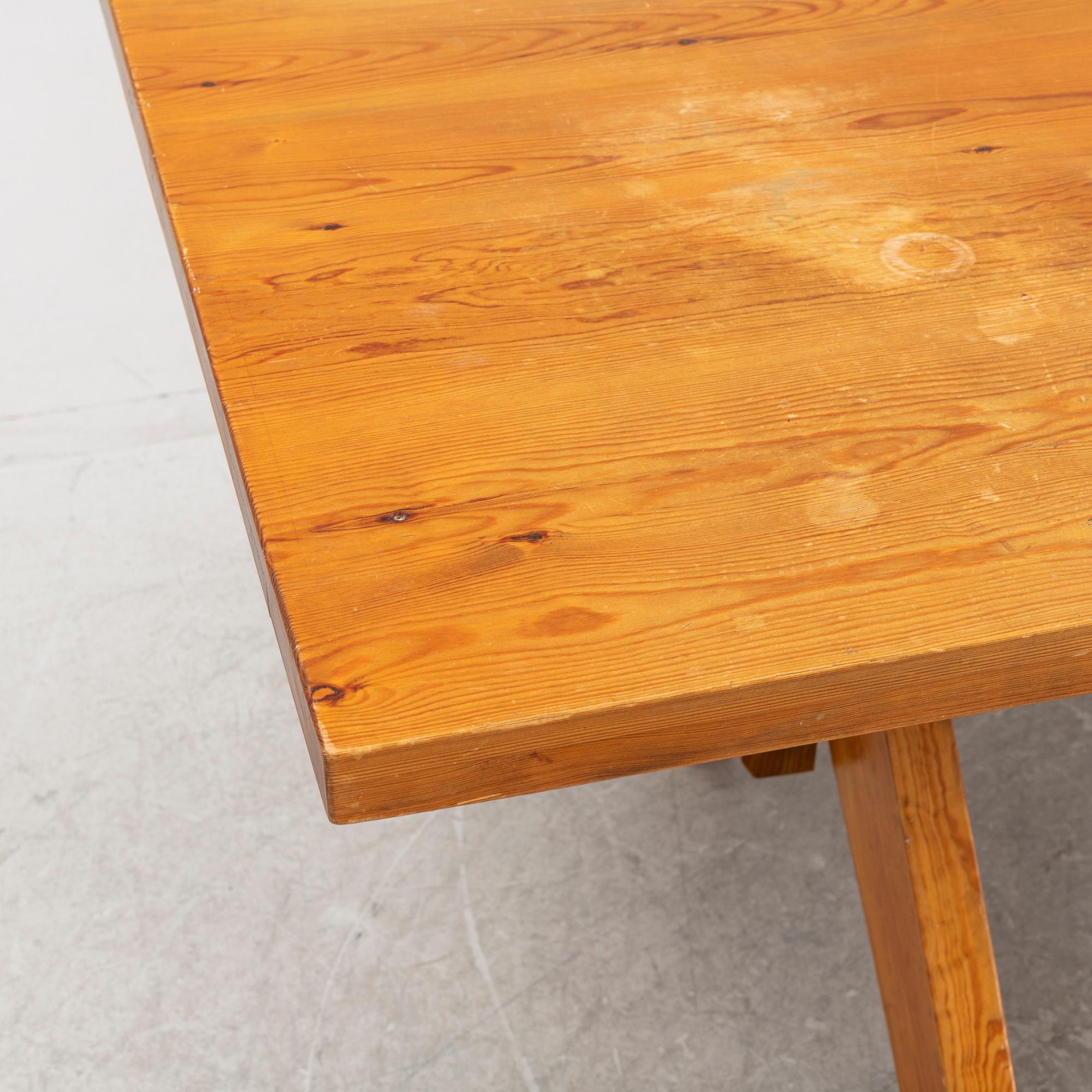 A pine trestle table, later part of the 20th Century.