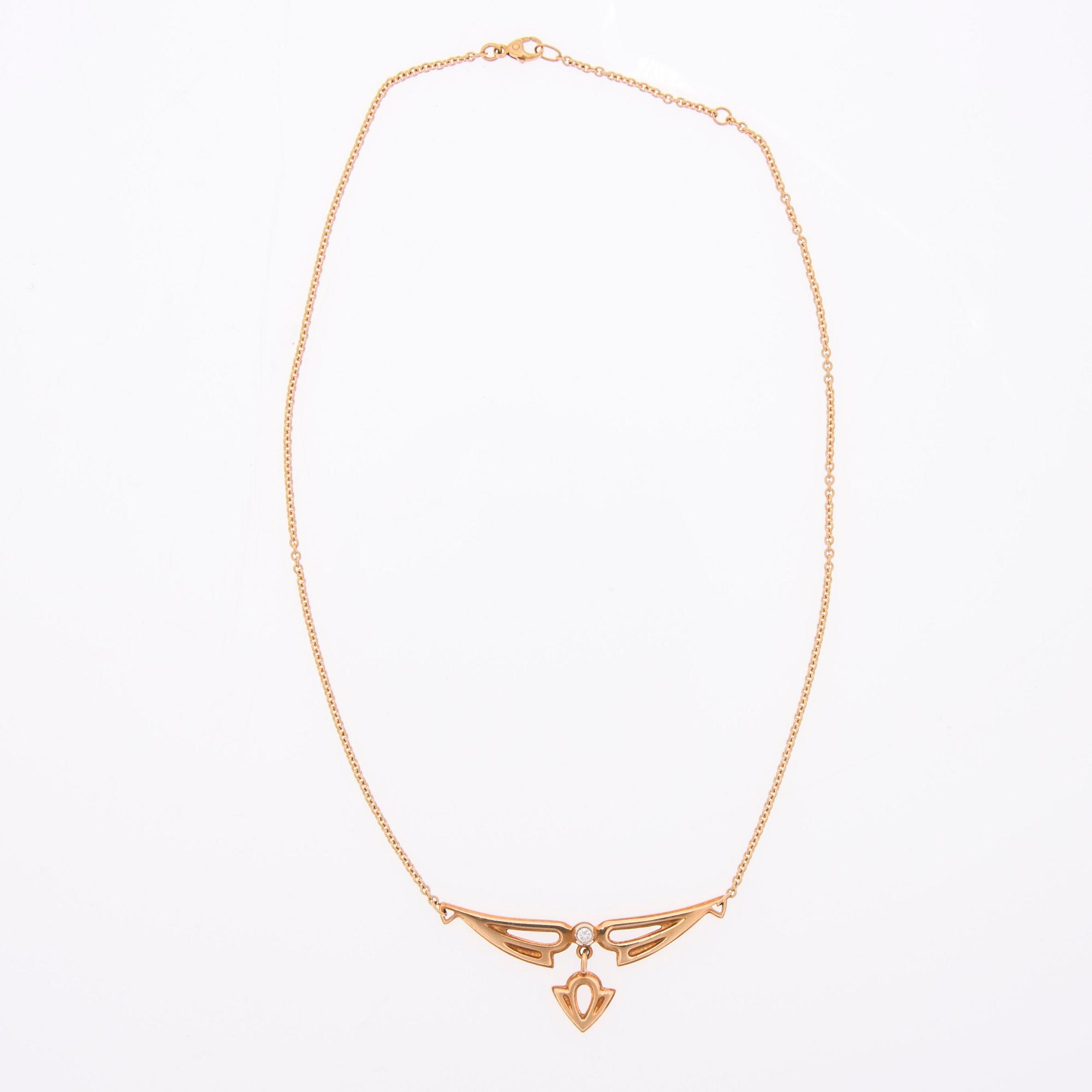 COLLIER och ÖRHÄNGEN, Tony Granholm, Kalevala Koru 2000. 14K guld, briljantslipade diamanter.