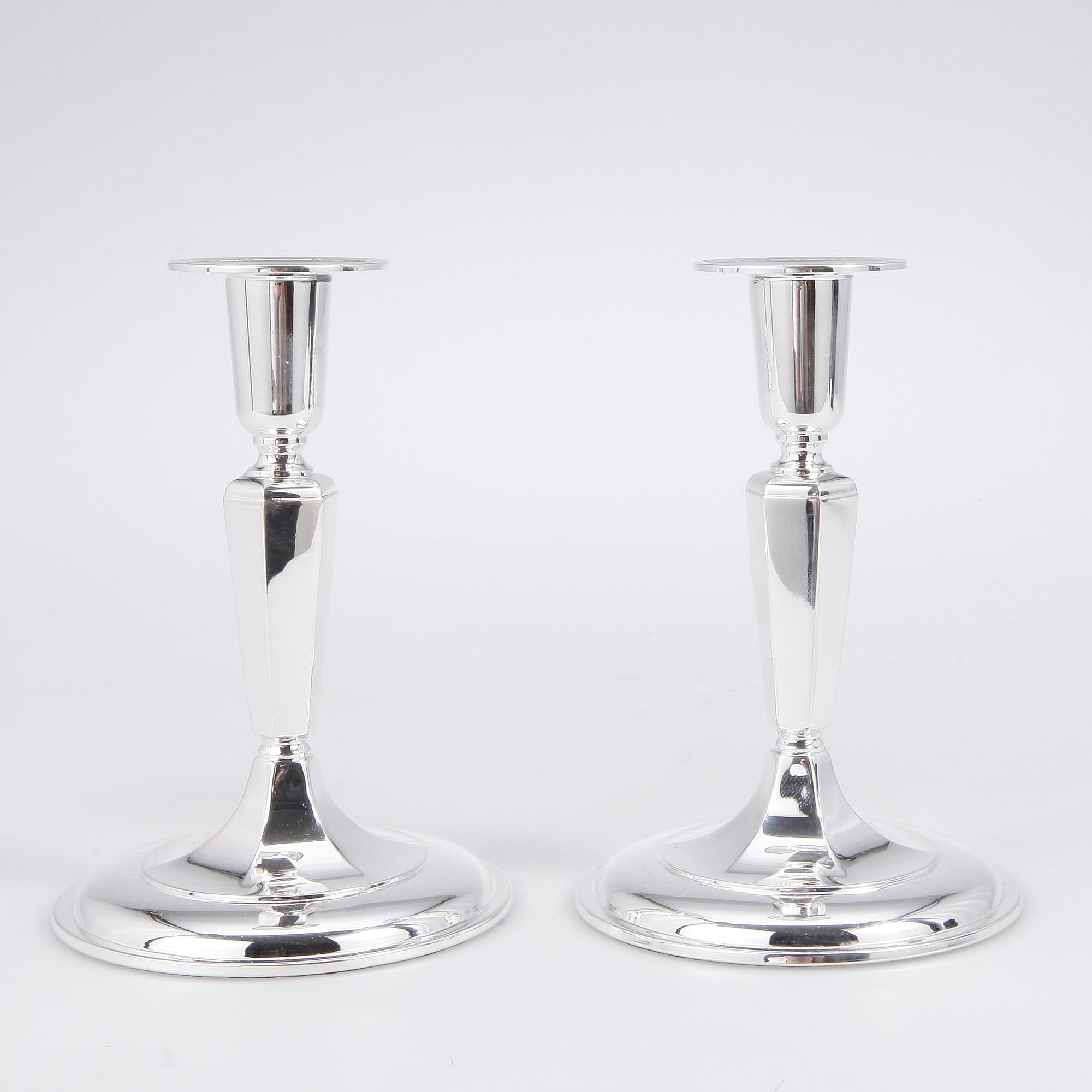 LJUSSTAKAR, ett par, silver, Ceson, Göteborg, 1988.