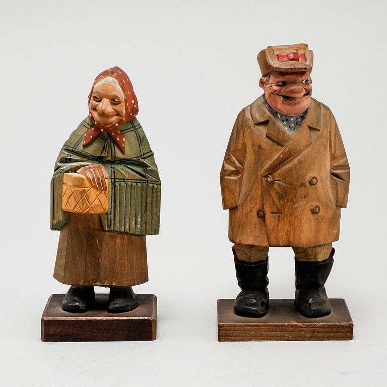 CARL OLOF TRYGG and CARL JOHAN TRYGG, two wooden sculpture, signed.