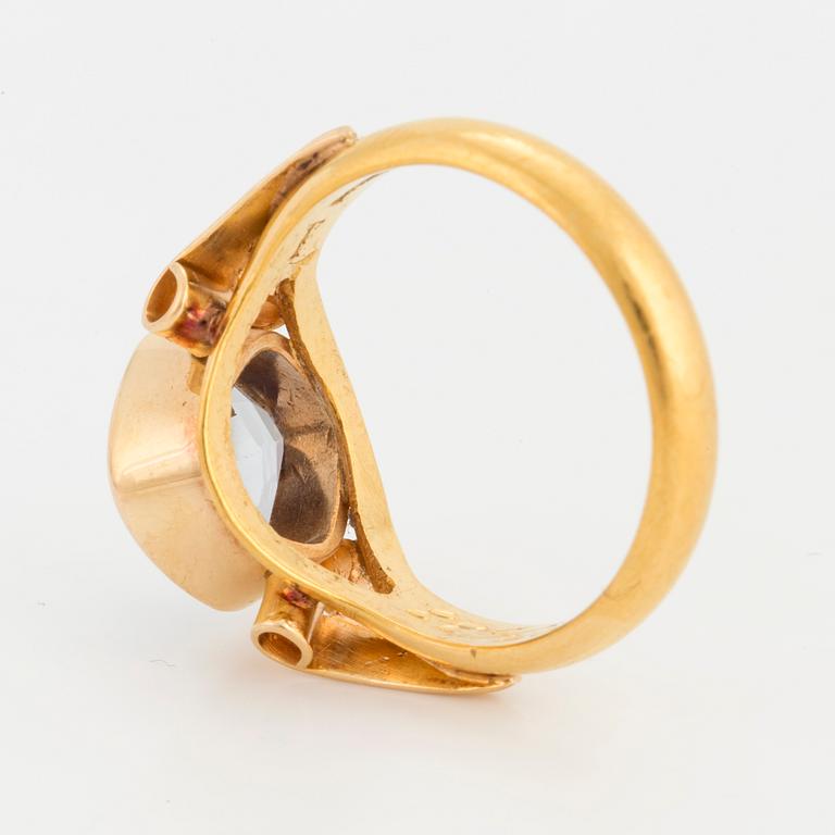 A synthetic blue spinel ring.