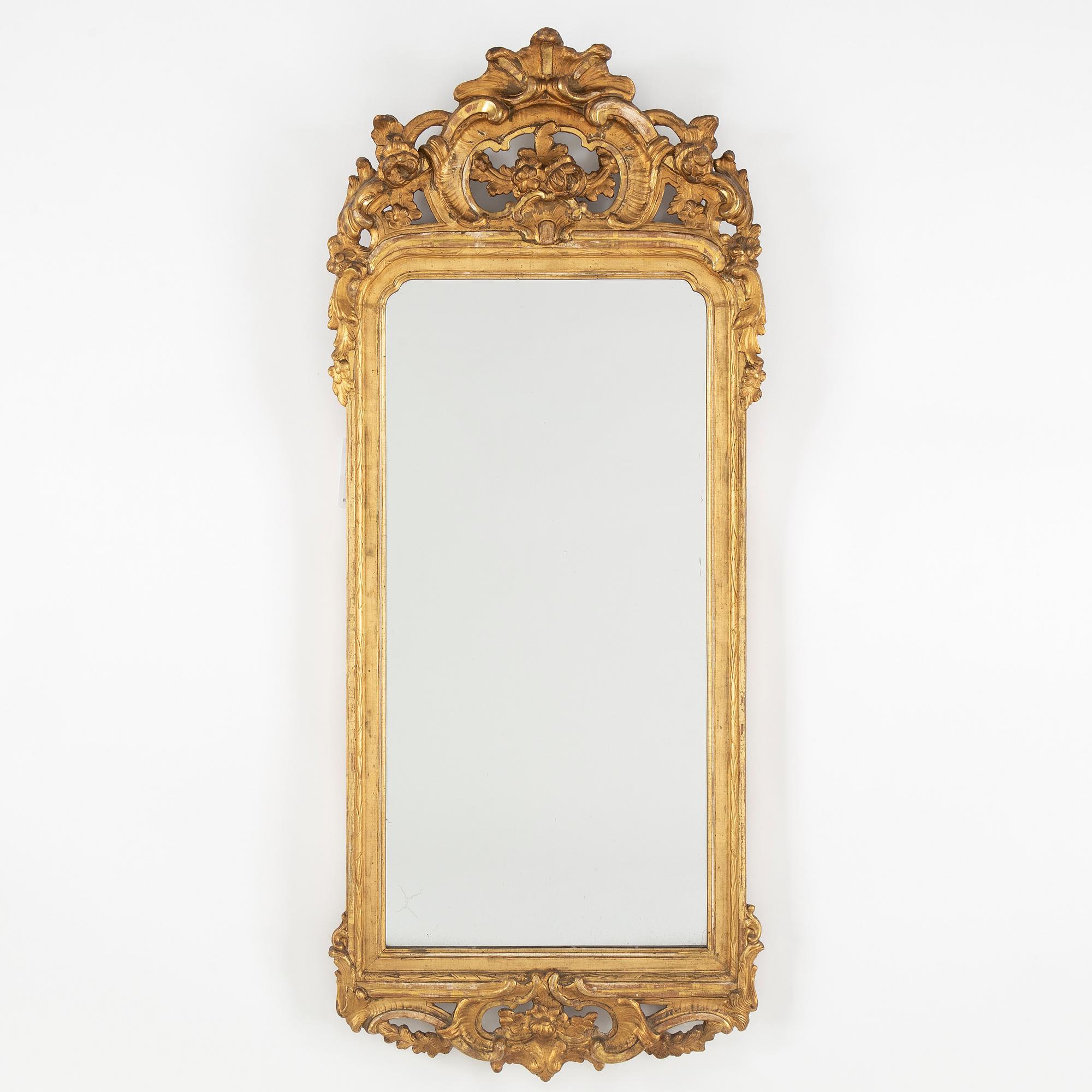 A Rococo mirror by Niclas Meunier, (Stockholm 1754-1797).