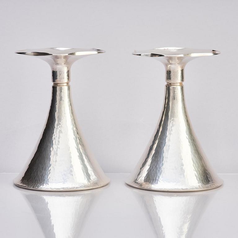 Bengt Liljedahl, a pair of silver candlesticks, Stockholm 1975.