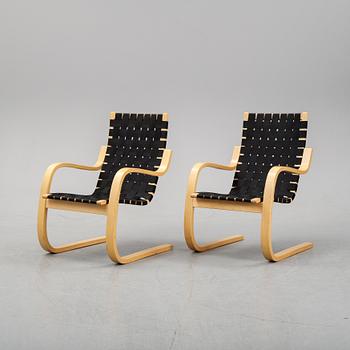 A pair of model 406 lounge chairs by Alvar Aalto for Artek, deigned 1939.