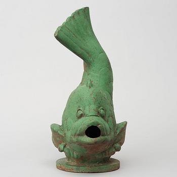 A Carl-Oscar Avén cast iron fountain sculpture of a fish, Näfveqvarn ca 1930.