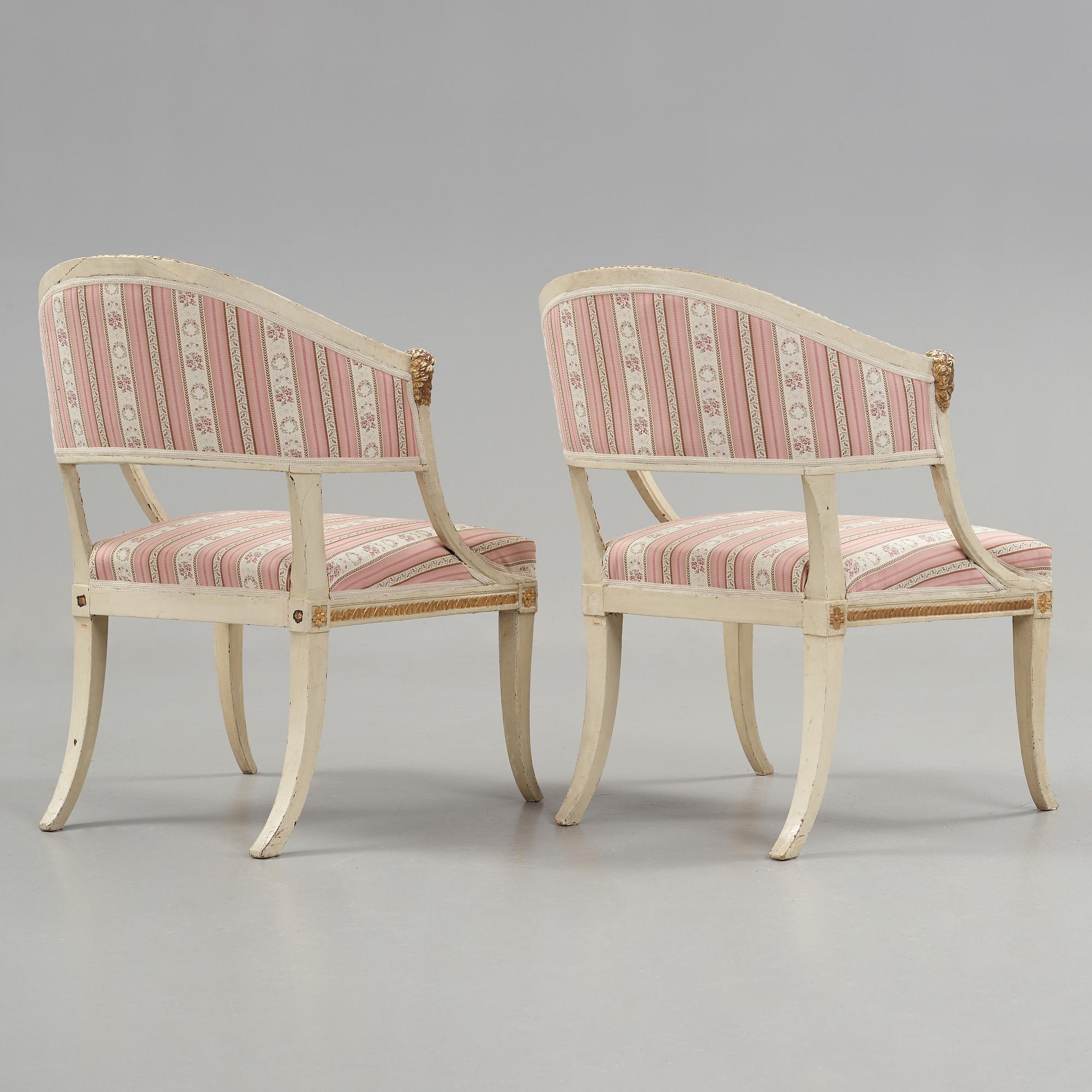 A pair of late Gustavian armchairs by Ephraim Ståhl (master in Stockholm 1794-1820).