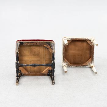 Stools, 2 pcs, Gustavian, 18th century.