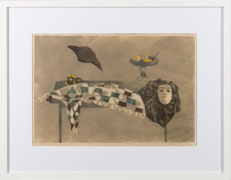 TUOMAS VON BOEHM, puupiirros, signeerattu, päivätty 1954 ja numeroitu.