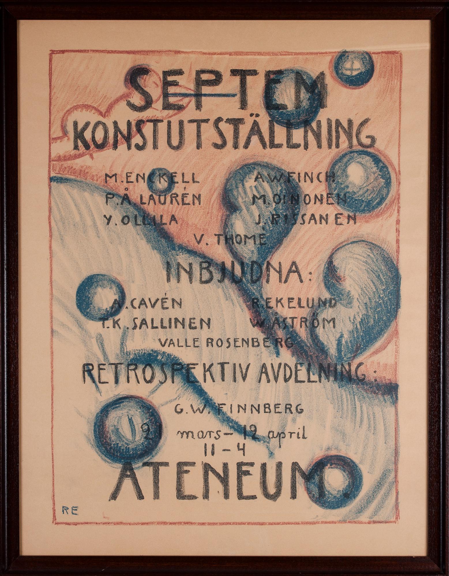 UTSTÄLLNINGSAFFISCH, litografi, "Septem Konstutställning", Ateneum 1915.