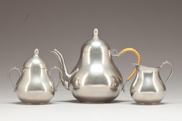 KAFFESERVIS, 3 delar. Tenn. Design Hans Klein. Holland. 1900-tal.