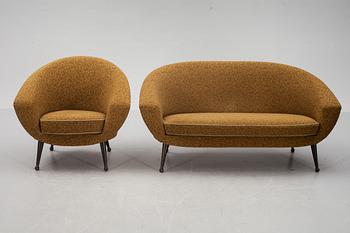 SOFFA och FÅTÖLJ, "Tellus" design Folke Janson för SM Wencrattz 1950-tal.