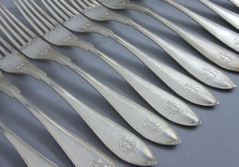 BESTICK, 53 st, silver "Svensk spetsig". CG Hallberg, GAB. Stockholm. 1907-1917.