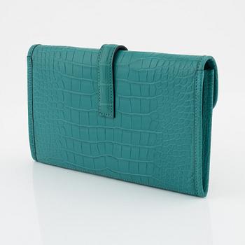 Hermès, A turquoise Alligator Mississippiensis 'Jige Duo Wallet' clutch, 2016.