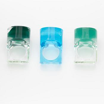 Siv Lagerström, three acrylic plastic rings, 1970s.