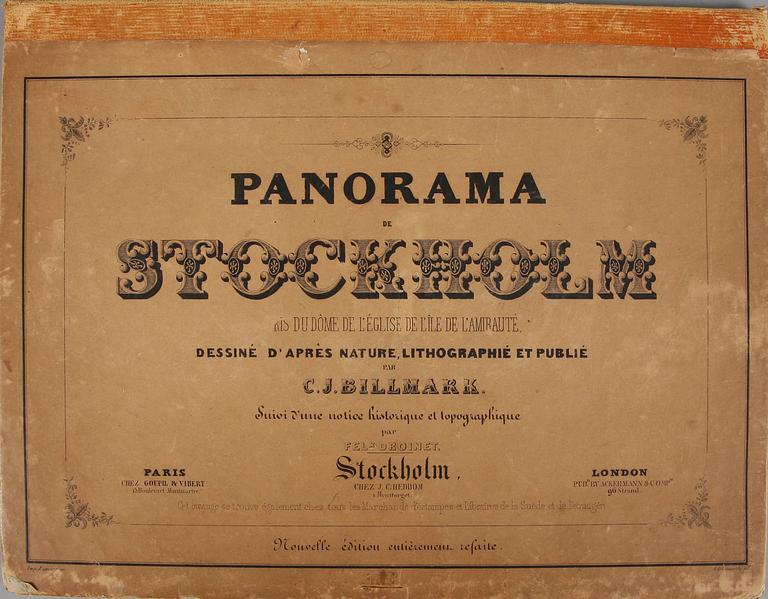 BOK. "Panorama de Stockholm. Pris du dôme de l'eglise de l'île de l'amirauté. C J Billmark 1845.