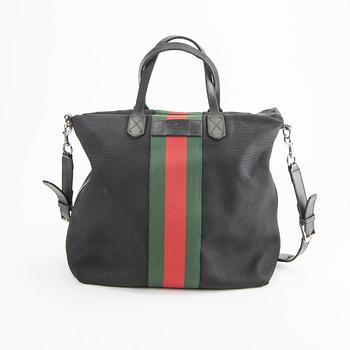 A Techno Web Stripe Canvas Tote  by Gucci.