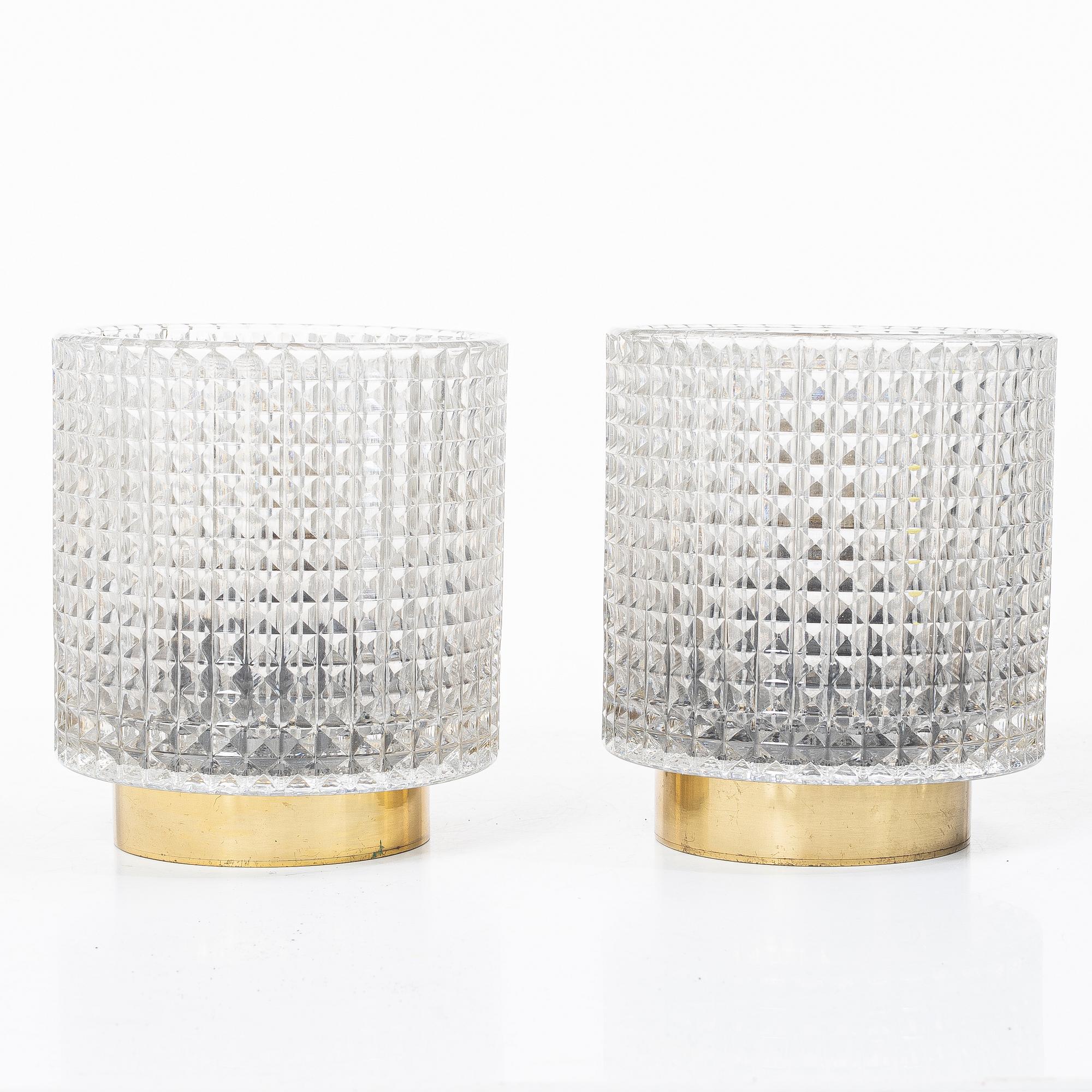 Carl Fagerlund, Wall lamps, a pair, Orrefors.