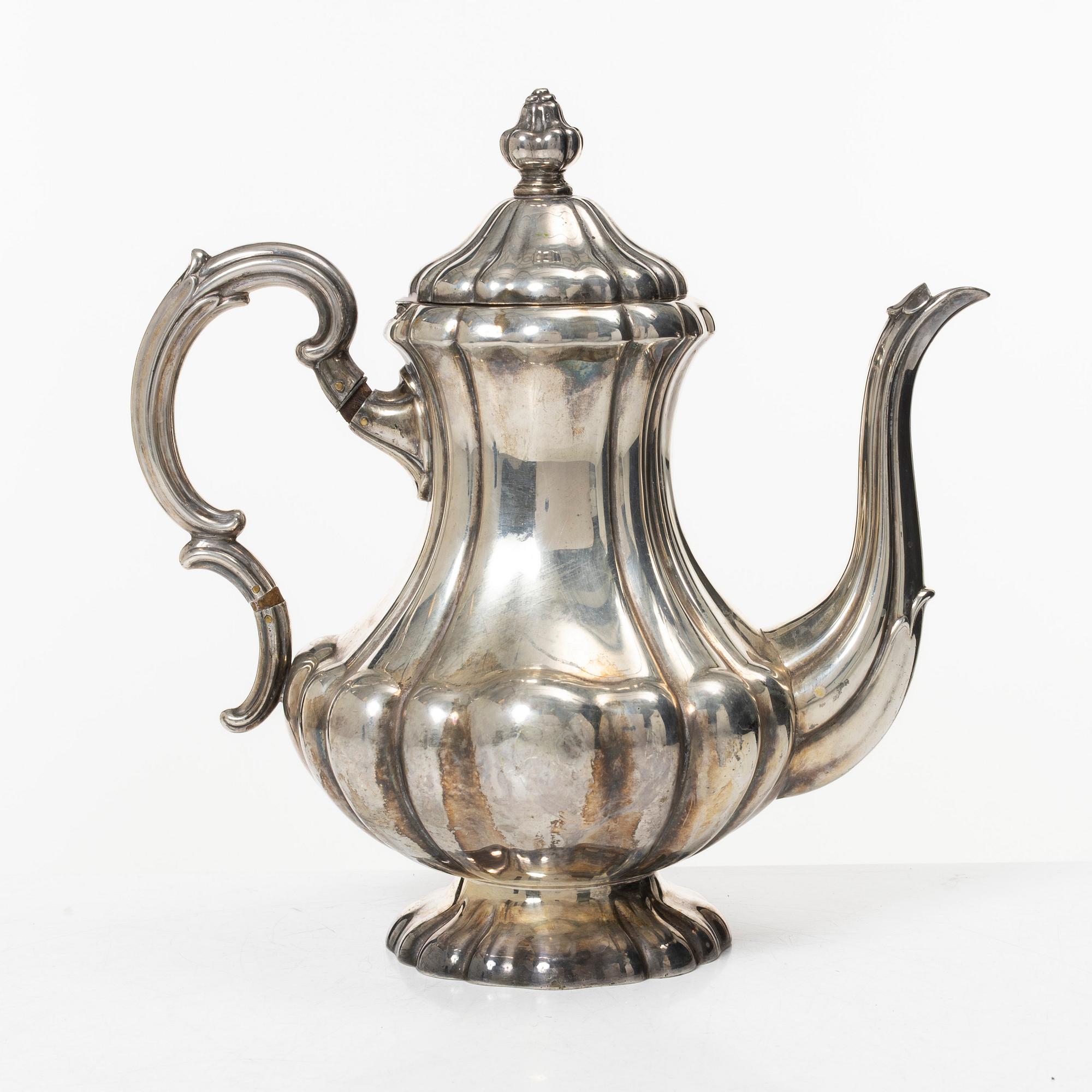 Norwegian Filigree Factory, coffee pot, silver, Oslo, Norway, 1930s.