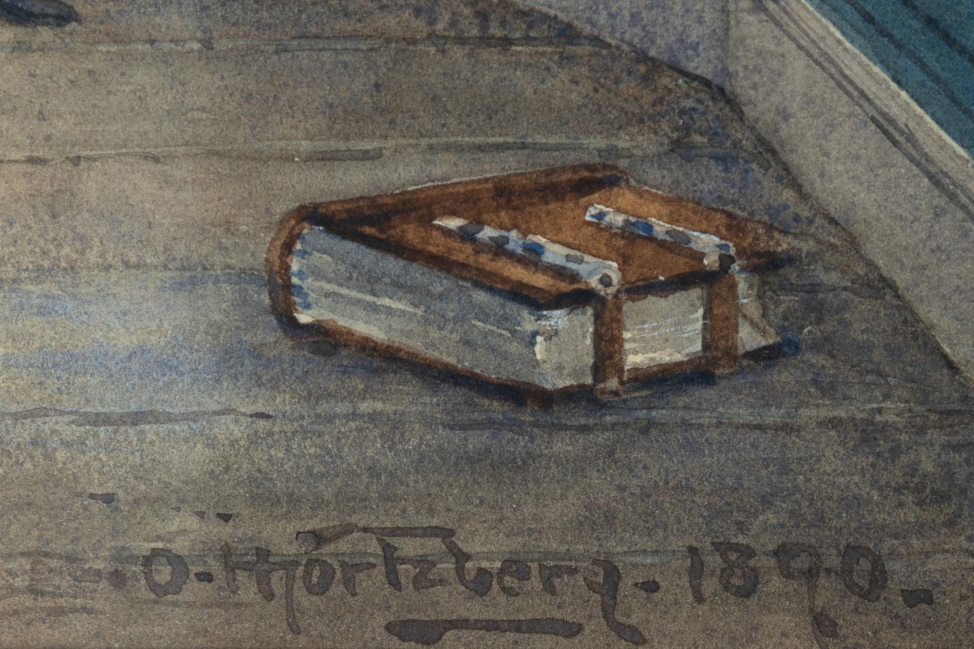 Olle Hjortzberg, akvarell, signerad och daterad 1890.