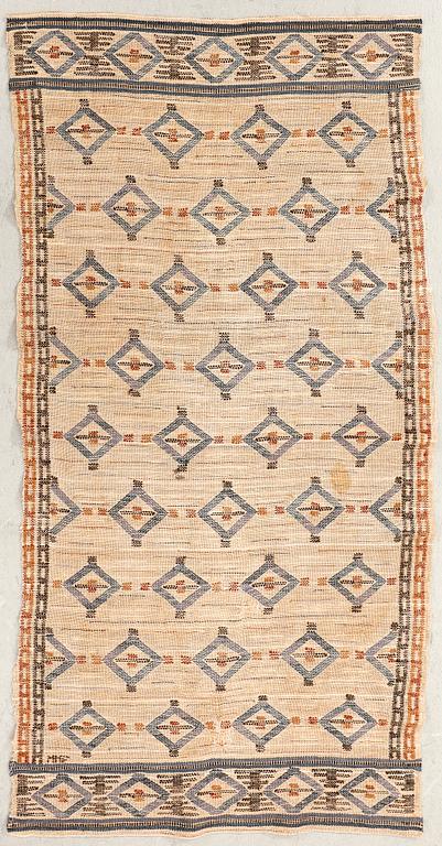 Märta Måås-Fjetterström, woven tapestry on linen backing, signed MMF, approx. 130x67 cm.