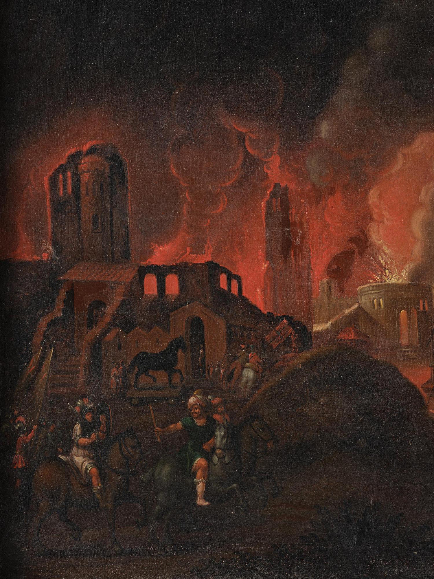 Rombout van Troyen, his circle, Troy is burning.