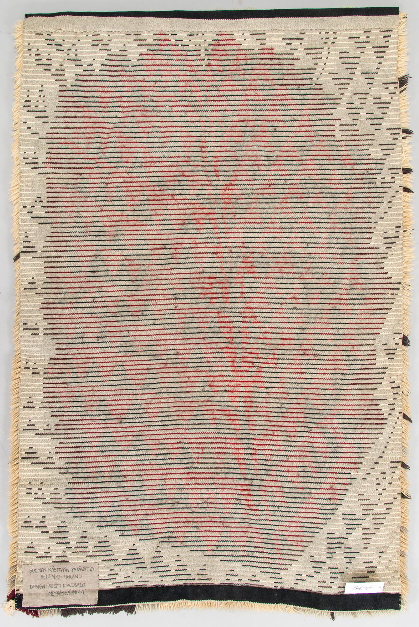 Kirsti Ilvessalo, ryijy, malli Suomen Käsityön Ystävät. Noin 167 x 107 cm.