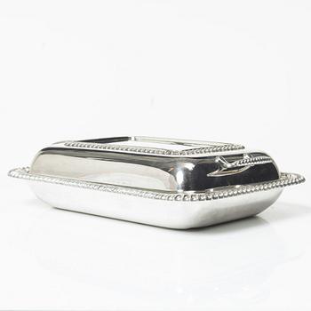 Covered bowl, silver plate, JLH, England.
