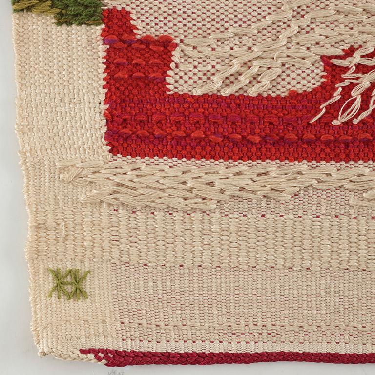 Kaisa Melanton, a textile, flat weave, ca 81,5 x 47-49,5 cm, signed HAV KM.