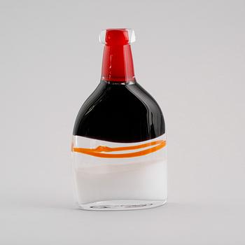 FLASKA, glas, Erik Höglund, Strömbergshyttan, signerad.