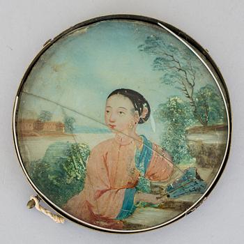 MINIATYR, glasmålning, Kina, 1800-tal.