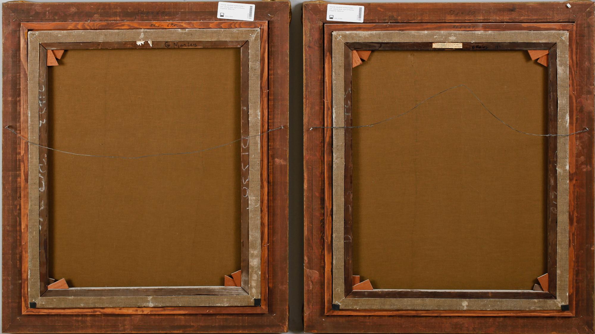 OKÄND KONSTNÄR, 1 par, olja på duk, sign G Morley, England, 1800-tal.