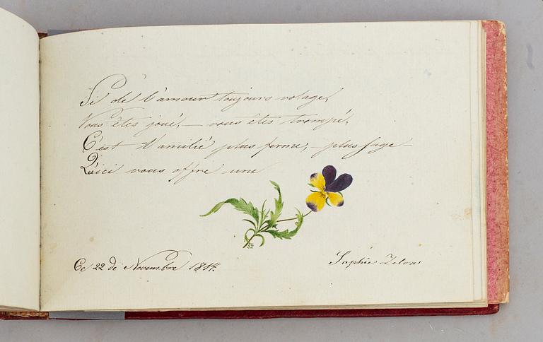 Stambok tillhörig Casimir Lewenhaupt, som avled 1816 efter duell. Bidrag av bl. a. Sophie von Knorring.