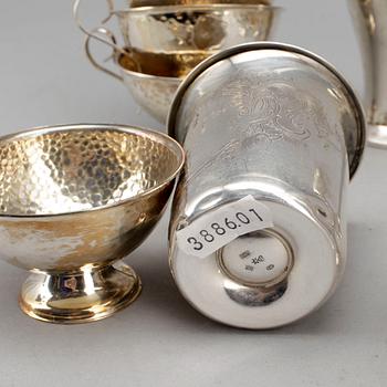 PARTI SILVER, 13 delar. Bl a GAB Stockholm 1913. Tot ca 550 g.