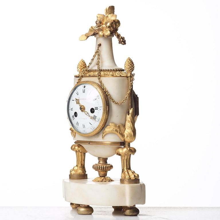 A Louis XVI late 18th Century mantel clock, by Pierre Michel Barancourt (active in Paris 1779-89).