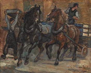 Acke Åslund, Workers with horse and cart.