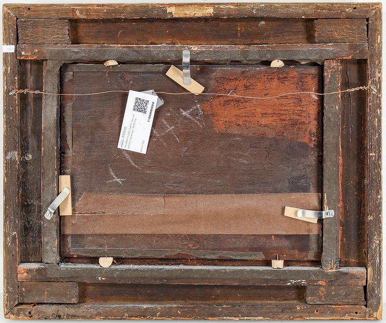 OKÄND KONSTNÄR, olja på pannå, signerad, 1800-tal.