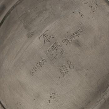 a art deco pewter bowl designed by Anna Thulin year 1930 for Ystad Tenn.