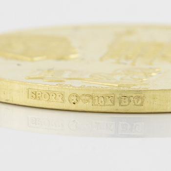 Guldmedalj samt miniatyr i guld, LM Ericson, 18K.