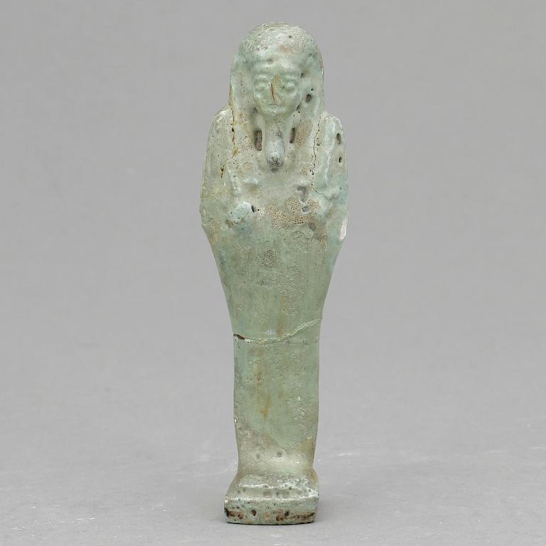 USHABTI, fajans, Egypten, sentid 664-331 f Kr.