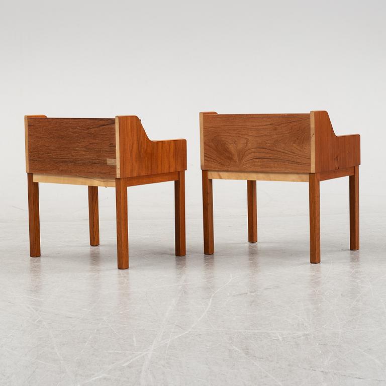 A pair of teak bed side tables, 1960's.