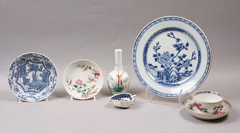 PARTI PORSLIN, 6 delar. Kina bla 1600 och 1700-tal.