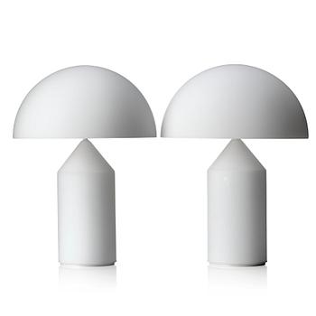 Vico Magistretti, a pair of "Atollo", table lamps, Oluce, Italy, post 1977.