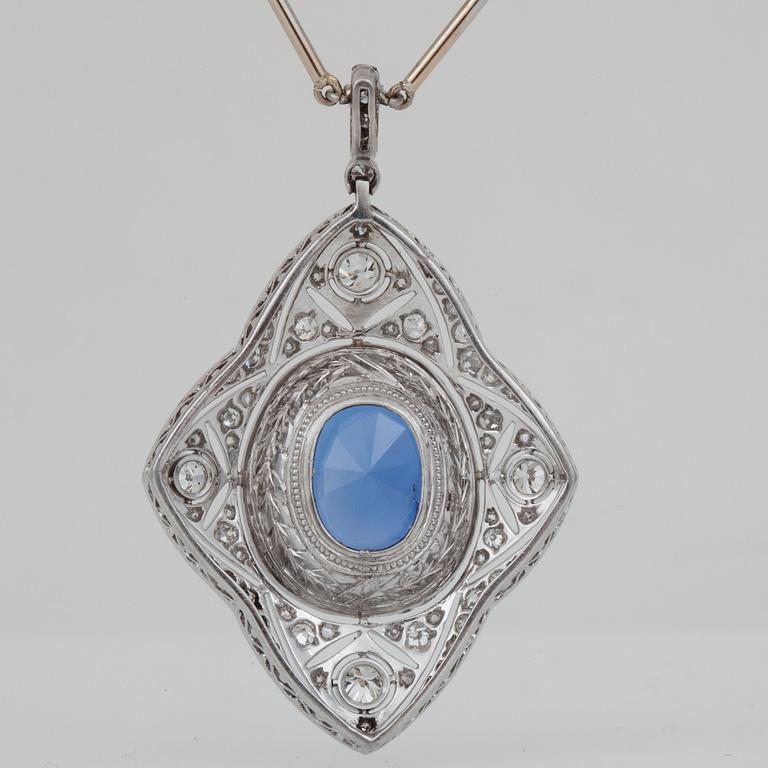 COLLIER med obehandlad ceylonsafir, 14.92 ct, samt äldre slipade diamanter.