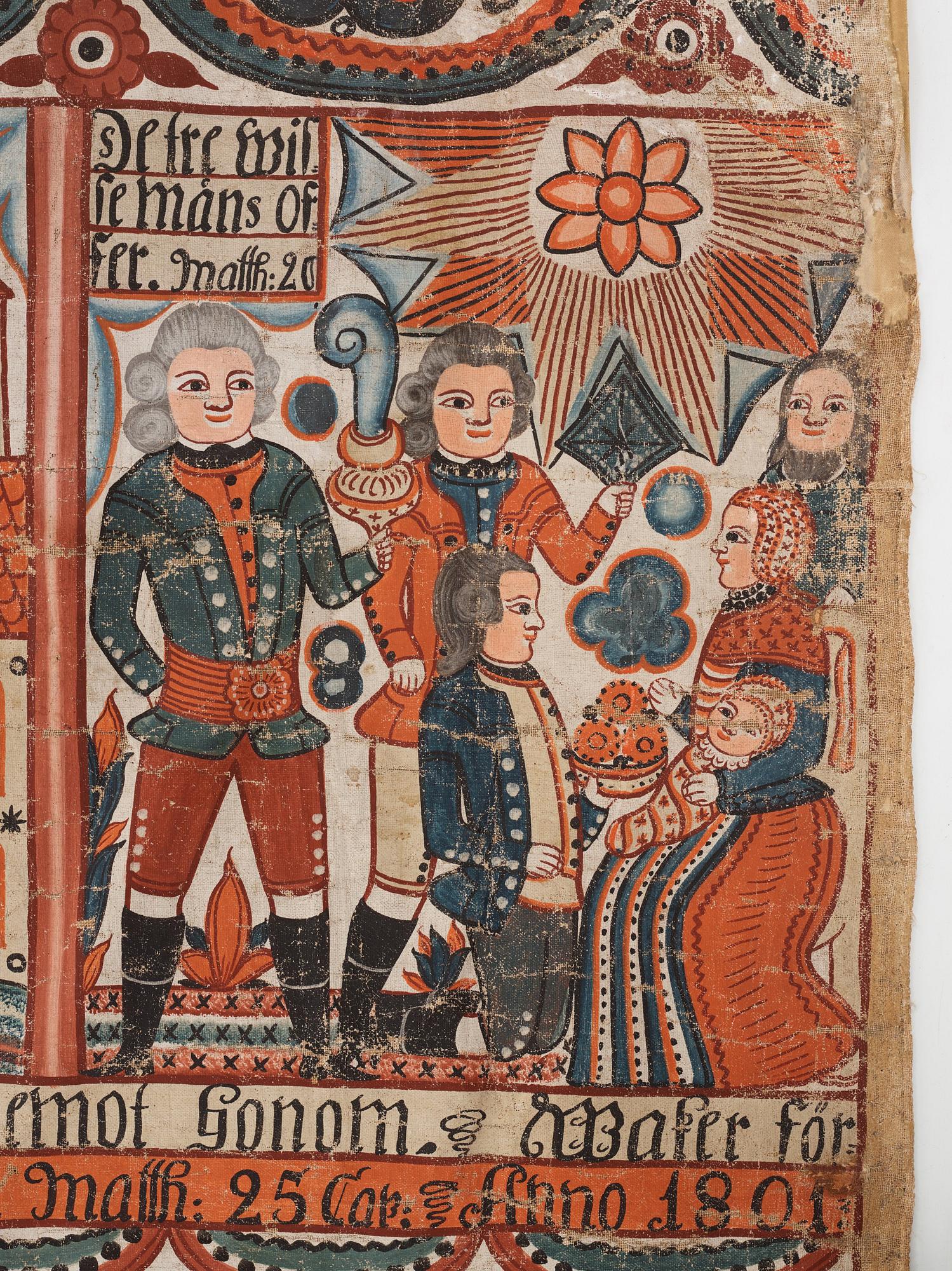 Tapestry painting, Halland, Johannes Nilsson (1757-1827), Breared 1801.