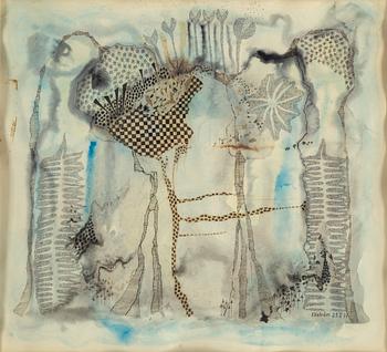 THEA EKSTRÖM, ink & watercolour, signed and dated 27/5-77.