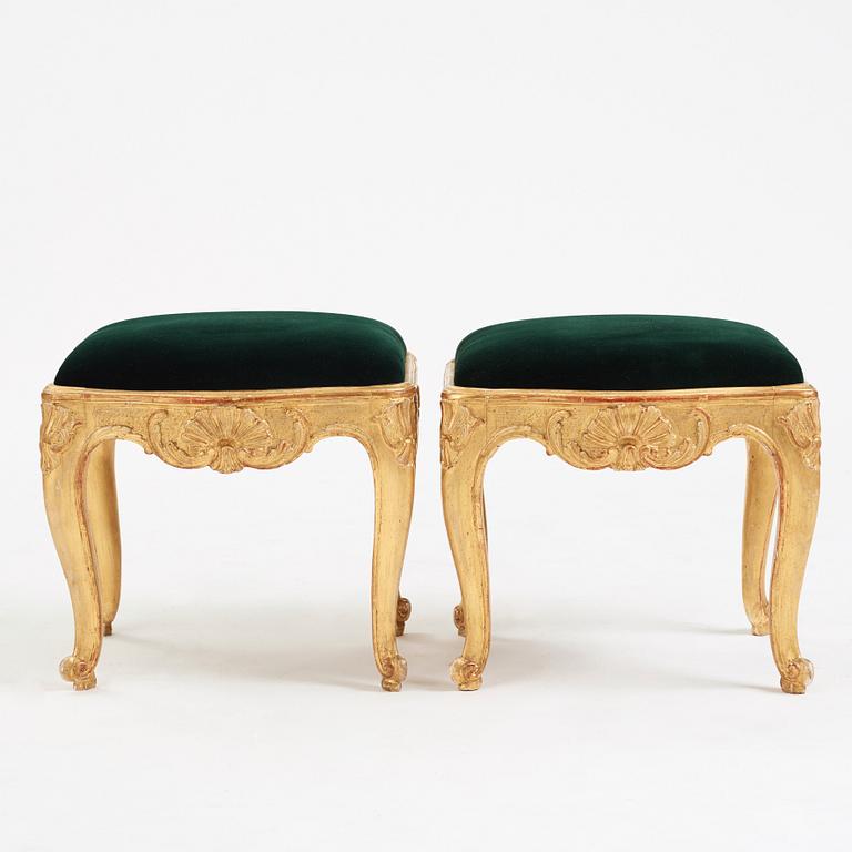 A pair of Swedish rococo stools.