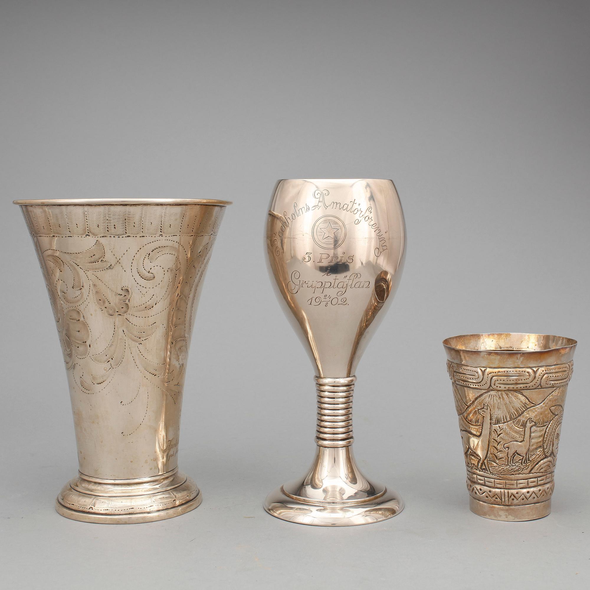 PARTI SILVER,  3 delar, bla C G Hallberg, Stockholm. Totalvikt: 728 gram.