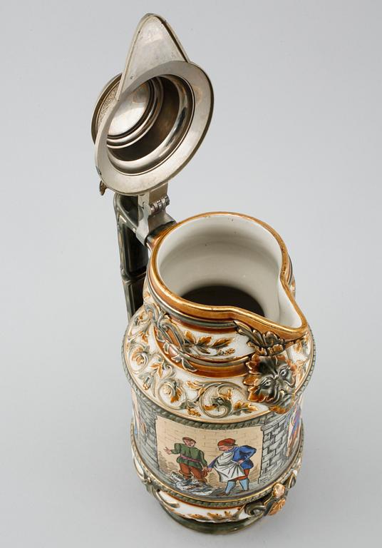 A majolica tankard from Rörstrand, made around year 1900.