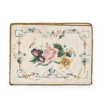 959. A WALLET, SILK. 18,3 x 13,8 cm. Sweden first half of the 19th century.